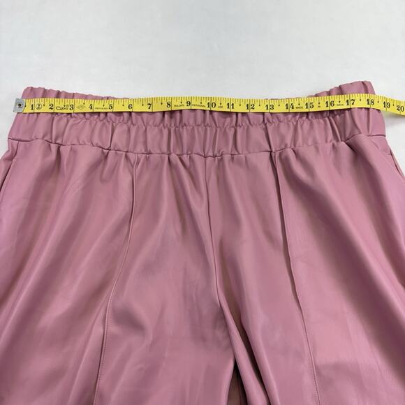 Express Faux Leather High Rise Wide Leg Seamed Barrel Ankle Pants Pink Size XL - Picture 9 of 12